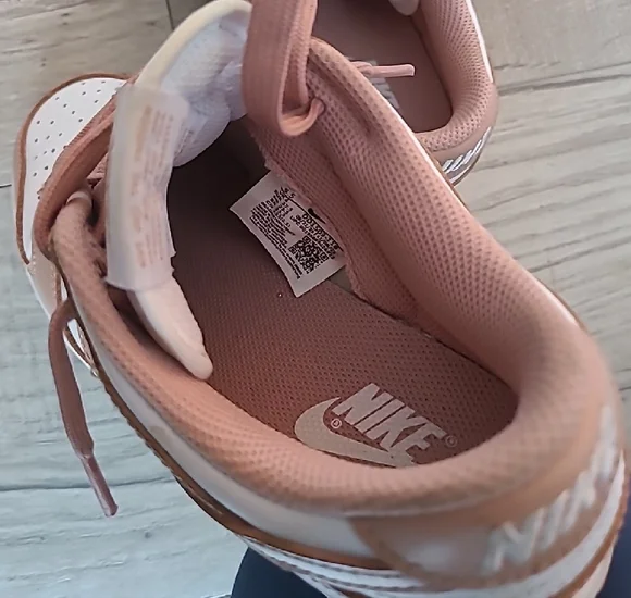 Nike Women's Dunks, Blush and White Sneakers - Picture 7 of 8